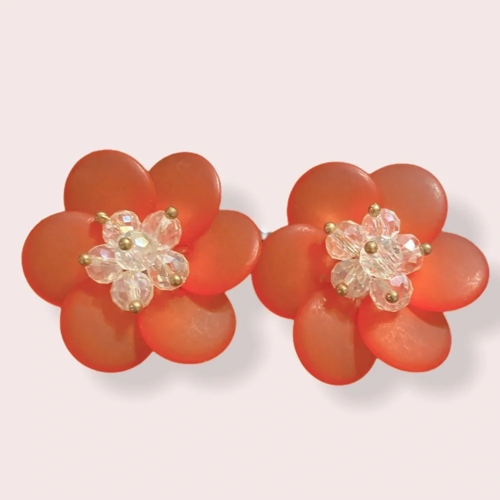 Red Petal‎ Floral Acrylic earrings